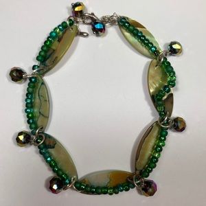 Anklet - Shell and iridescent bead anklet